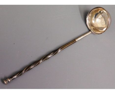 A 19thC. baleen &amp; silver toddy with silver thistle finial by Chawner &amp; Co. 1863, 7in long, 13.1g