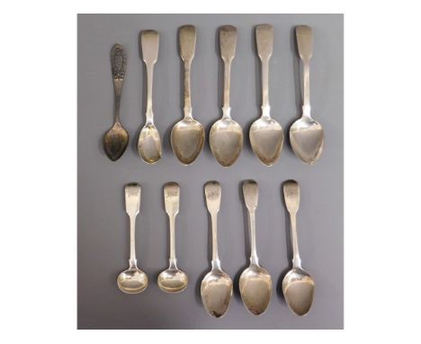 A quantity of eleven silver spoons, 177.3g