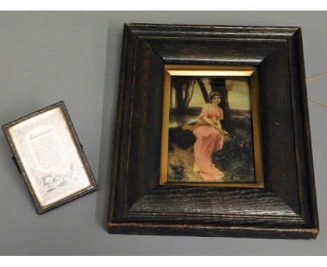 A Victorian coloured portrait &amp; a small remembrance mirror 