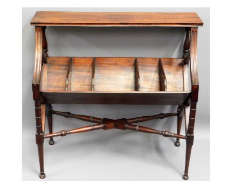 An Edwardian mahogany book trough with shelf over, 33in wide x 33.75in high x 15in deep