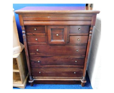 A reproduction hardwood Scottish style chest of drawers, 47.75in high x 37.5in wide x 18in deep 