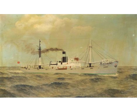 Richter. Marinemaler der 1. Hälfte des 20. Jh. Der Dampfer ''Lipari'' auf See. 1936. Öl/Malkarton, u. re. sign. u. dat. Richt