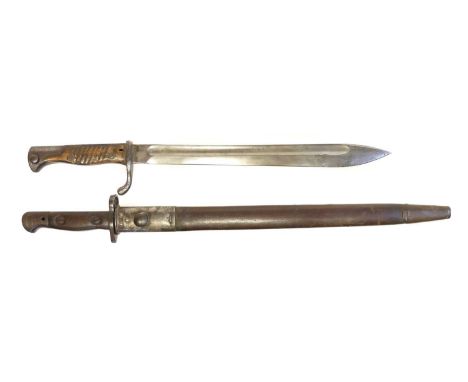 P1907 Lee Enfield bayonet and scabbard, by Wilkinson, also a German S.98/05 n.A. 'butcher bayonet' by Mauser.Buyer must be ov