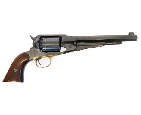 Remington 1858 New model army .44 percussion revolver, 8 inch octagonal barrel fitted with later front sight and with remnant