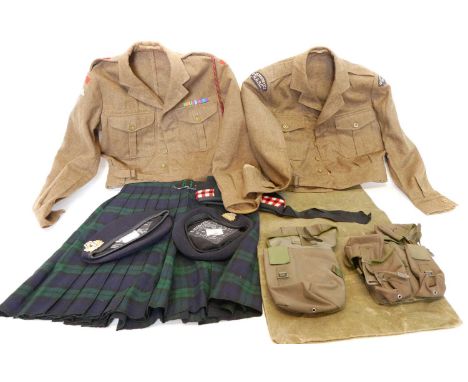 Two British Army 1949 pattern battledress blouses, to include a Guernsey R.A.S.C. 1955 dated tunic and a R.A.O.C. tunic dated