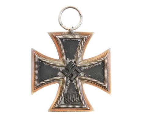 German WWII Third Reich Iron Cross, with Swastika and 1939, the suspension ring with indistinct maker's stamp.4.4cm wide 