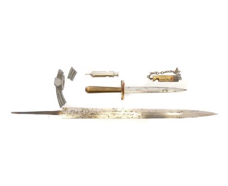 German Third Reich first pattern Luftwaffe dagger blade, marked RZM m7/36m together with a damaged part finished crossguard, 