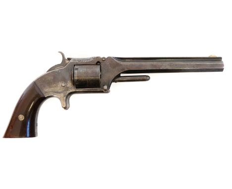 Smith and Wesson .32 rimfire No.2  Army revolver, with a good amount of blue remaining, the tip-up 6 inch barrel roll marked 