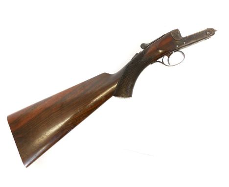 Army and Navy rook rifle stock and action only, no barrel or forend present, serial number 50750, with silver pistol grip bos