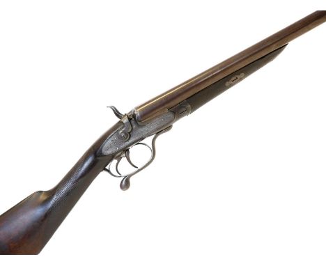 John Dickson Edinburgh 12 bore hammer gun, 31 inch Damascus barrels choked improved cylinder and 1/4, engraved with 63 Prince