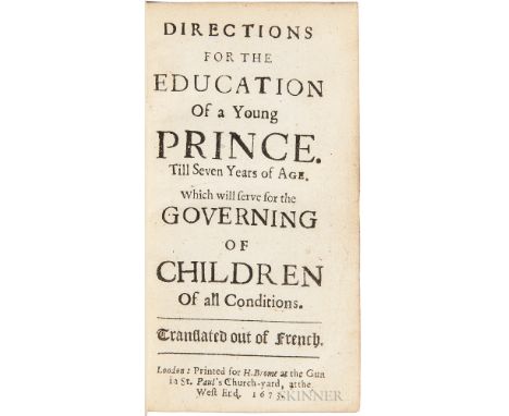 Du Moulin, Peter (1601-1684) Directions for the Education of a Young Prince. London: Printed for H. Brome at the Gunin St. Pa