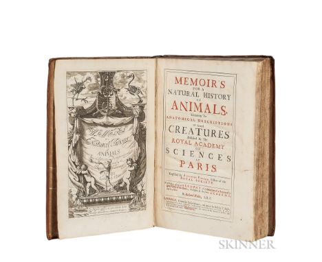 Perrault, Claude (1613-1688) Memoir's for a Natural History of Animals. London: by Joseph Streater, to be sold by T. Basset, 