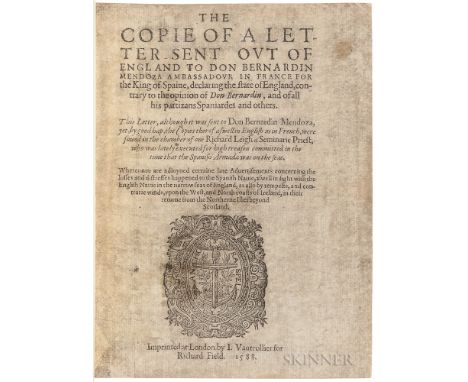Burghley, William Cecil, Baron (1520-1598) The Copie of a Letter Sent out of England to Don Bernardin Mendoza Ambassadour in 