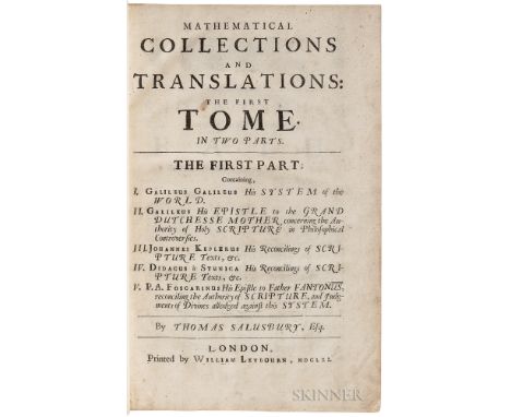 Galileo, Galilei (1564-1642) trans. Thomas Salusbury (d. 1666) Mathematical Collections and Translations the First Tome. Lond