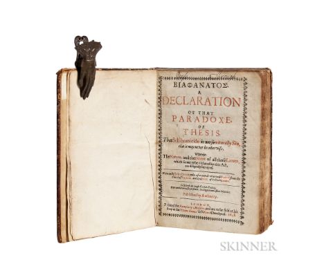 Donne, John (1572-1631) Biathanatos. A Declaration of that Paradoxe or Thesis that Self-homicide is not so Naturally Sin, tha