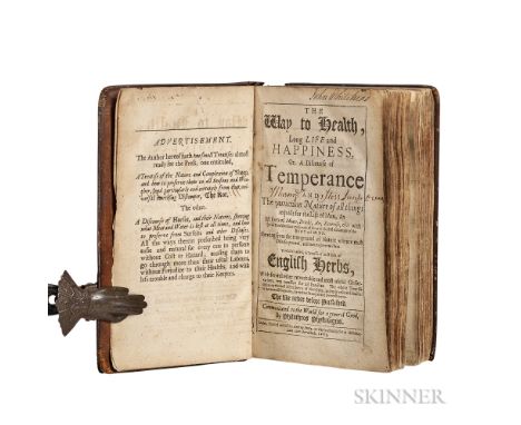 Tryon, Thomas (1634-1703) The Way to Health, Long Life and Happiness; or a Discourse of Temperance. London: Printed and sold 