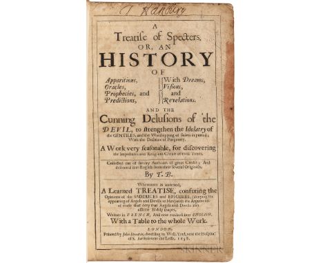 Bromhall, Thomas (fl. circa 1658) A Treatise of Specters. Or, an History of Apparitions, Oracles, Prophecies, and Predictions