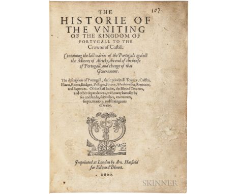 Conestaggio, Girolamo (1530-c. 1616) trans. Edward Blount (1562-1632) The Historie of the Vniting of the Kingdom of Portvgall