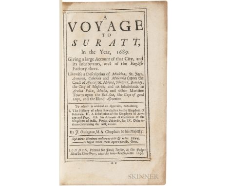 Ovington, John (1653-1731) A Voyage to Suratt, in the Year, 1689. London: Printed for Jacob Tonson, at the Judges Head in Fle