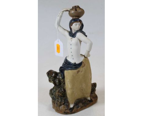 A Rex Spanish porcelain model of a female water carrier, matt finish, printed mark verso, height 29cm