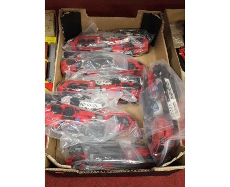A collection of plastic model cranes 