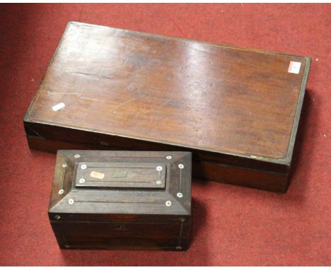 A 19th century mahogany and baize lined folding games board; together with a Victorian rosewood and mother of pearl inlaid te