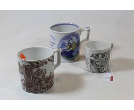 A Victorian commemorative mug transfer decorated with a portrait of a lady at sea, further printed Grace Darling The Northumb