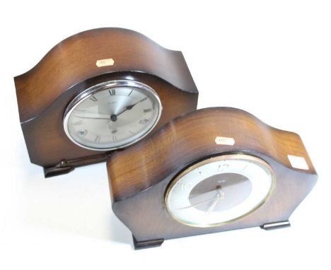 A 1950s Smiths' walnut cased mantel clock, having a circular chapter ring with Arabic and baton markers; together with a Bent