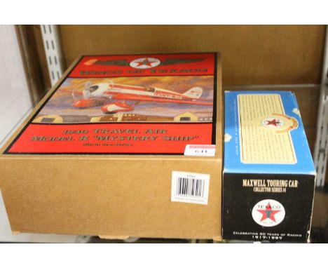 A boxed Ertl model of a Maxwell touring car; together with a boxed Texaco Wings of Texaco 1930s Travel Air Model R Ministry s