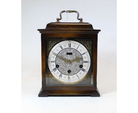 A 20th century eight-day mantel clock, in the 18th century style, with Westminster chimes, the chapter ring having Roman nume