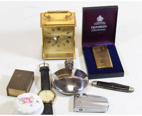 A collection of miscellaneous items to include a Helveco gilt brass cased mantel clock, a Sekonda gents quartz wrist watch, a