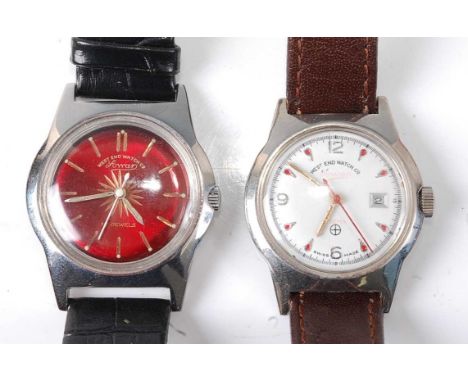 A gent's West End Watch Company Sowar Prima steel cased wrist watch having signed white enamel dial, quarter Arabic numerals,