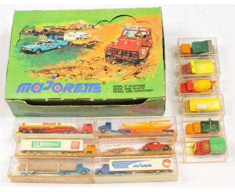 Majorette Counter Trade Pack containing 12 pieces To Include Refuse truck, Tipper, Articulated truck with boat on trailer, Vo