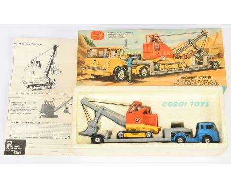 Corgi Toys GS27 Gift Set To Include Bedford TK Machinery Carrier - Mid-blue cab with lemon interior, Trailer finished in silv