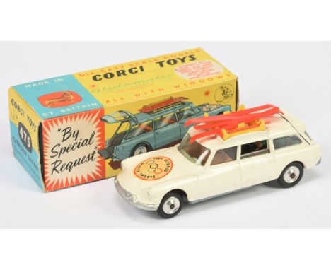 Corgi toys 475 Citroen Safari "1964 Winter Olympics" - White body, pale green and brown interior, silver trim, spun hubs with