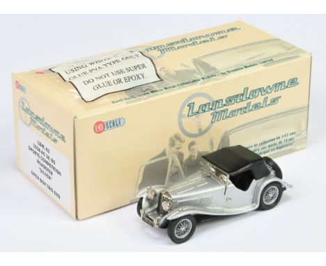 Lansdowne Models 1/43rd scale LDM63 1938 AC 16/80 Sports Competition Roadster - silver with black seats and hood and silver s