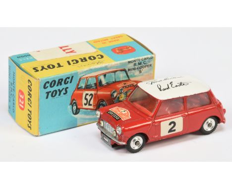 Corgi Toys 321 BMC Mini Cooper S "Rallye Monte Carlo" - Red body and interior, white autographed roof, silver trim, spun hubs