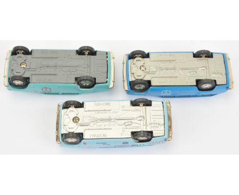 Russian made (USSR) - (1/43rd) Group Of 3 Lada Models - (1) 4- Door saloon Turquoise "400 Capatob", (2) Estate - Blue body "4