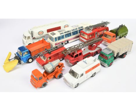 Dinky Toys unboxed Group Of 10 To Include - AEC Articulated Tanker "Esso", Merryweather Fire Engine, Ford D800 With Snow Plou