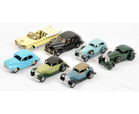 White Metal Unboxed Group Of 7 To Include - DGM Morris 1000 Minor - light blue, Bentley - green, Western Models - Dodge 1957 