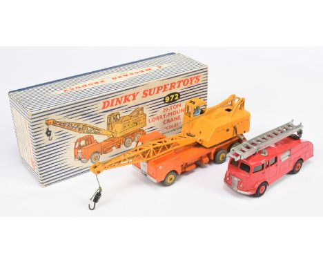 Dinky toys 972 "Coles" Mounted Crane Truck - Orange cab and chassis, deep yellow ballast, cab and jib, light blue figures and