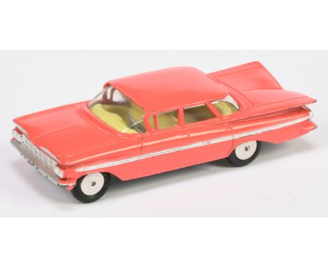 Corgi Toys 220 Chevrolet Impala - Deep salmon Pink body, lemon interior, silver trim, flat spun hubs - Good&nbsp;