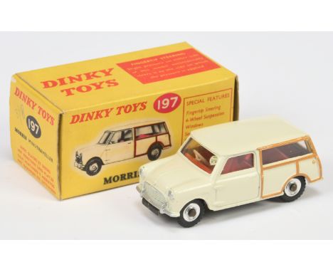 Dinky Toys 197 Morris Mini Traveller - Off white body, red interior, silver trim, spun hubs - Excellent overall (a couple of 
