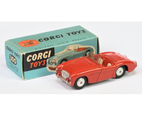 Corgi Toys 300 Austin Healey Sports Car - Red body. cream seats, silver trim, flat spun hubs - Good Plus still a bright examp