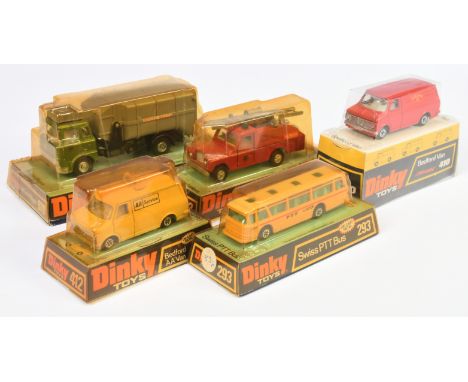 Dinky Toys Group Of 5 To Include 282 Land Rover Fire Appliance, 978 Bedford Refuse Wagon Plus Others - conditions are general