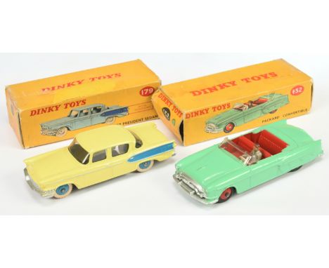 Dinky Toys A Pair - (1) 132 Packard Convertible - Green, red interior and rigid hubs, figure driver, silver trim and (2) 179 