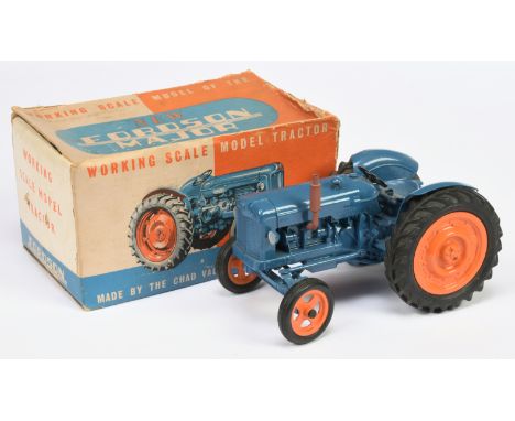 Chad Valley Larger Scale Fordson Major Tractor - Mid-blue with orange hubs Rustic chimney stack - Good Plus overall bright ex