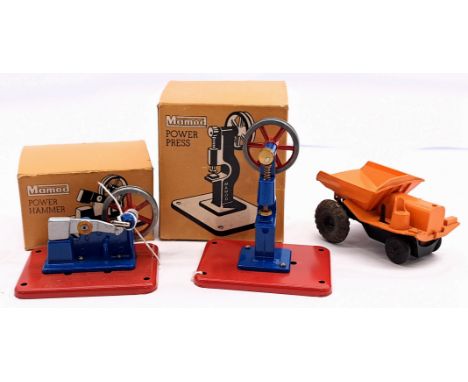 Mamod tools and Triang Minic including: (1) Mamod Power Press, within Good Plus box; (2) Mamod Power Hammer, within Good Plus