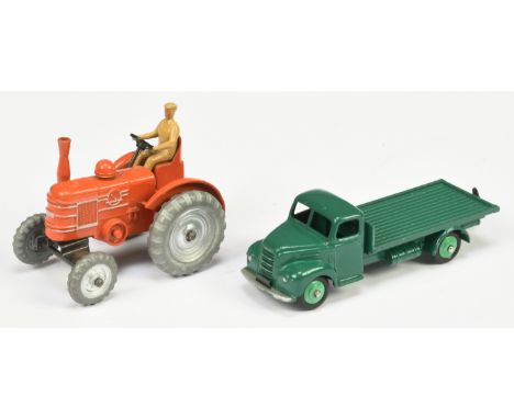 Dinky pair of tractor &amp; Truck - (1) No.301 Field Marshall Tractor burnt orange with silver trim, light tan figure driver,