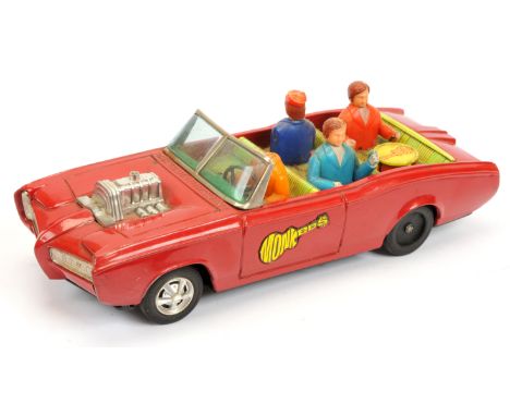 Aoshin (Screen Gems Inc.) Monkees Monkeemobile, battery operated (untested but has clean battery compartment), red painted ti